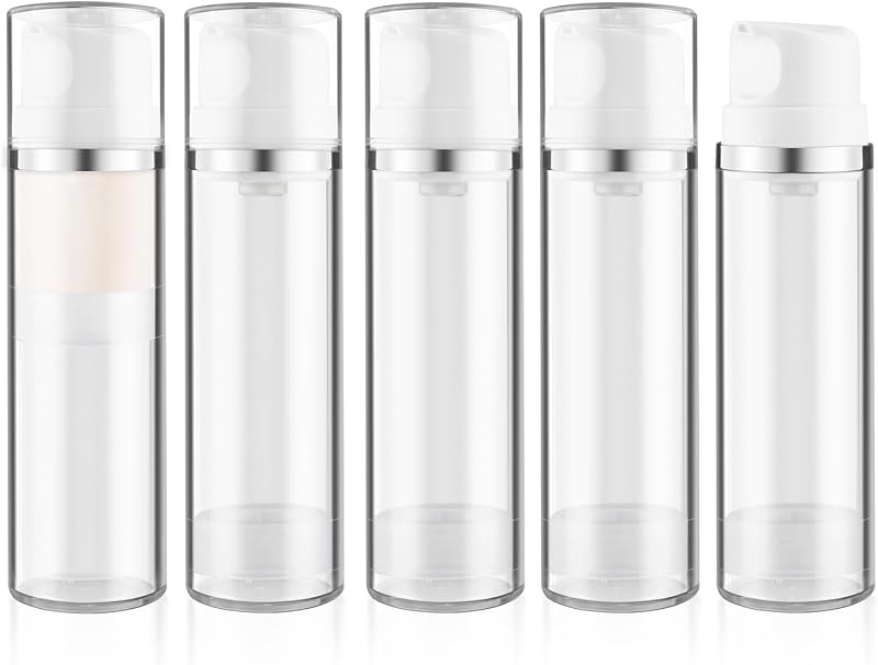 DynnnDy Frasco Recarregável com Bomba Airless Transparente 150 mL, Pacote com 5