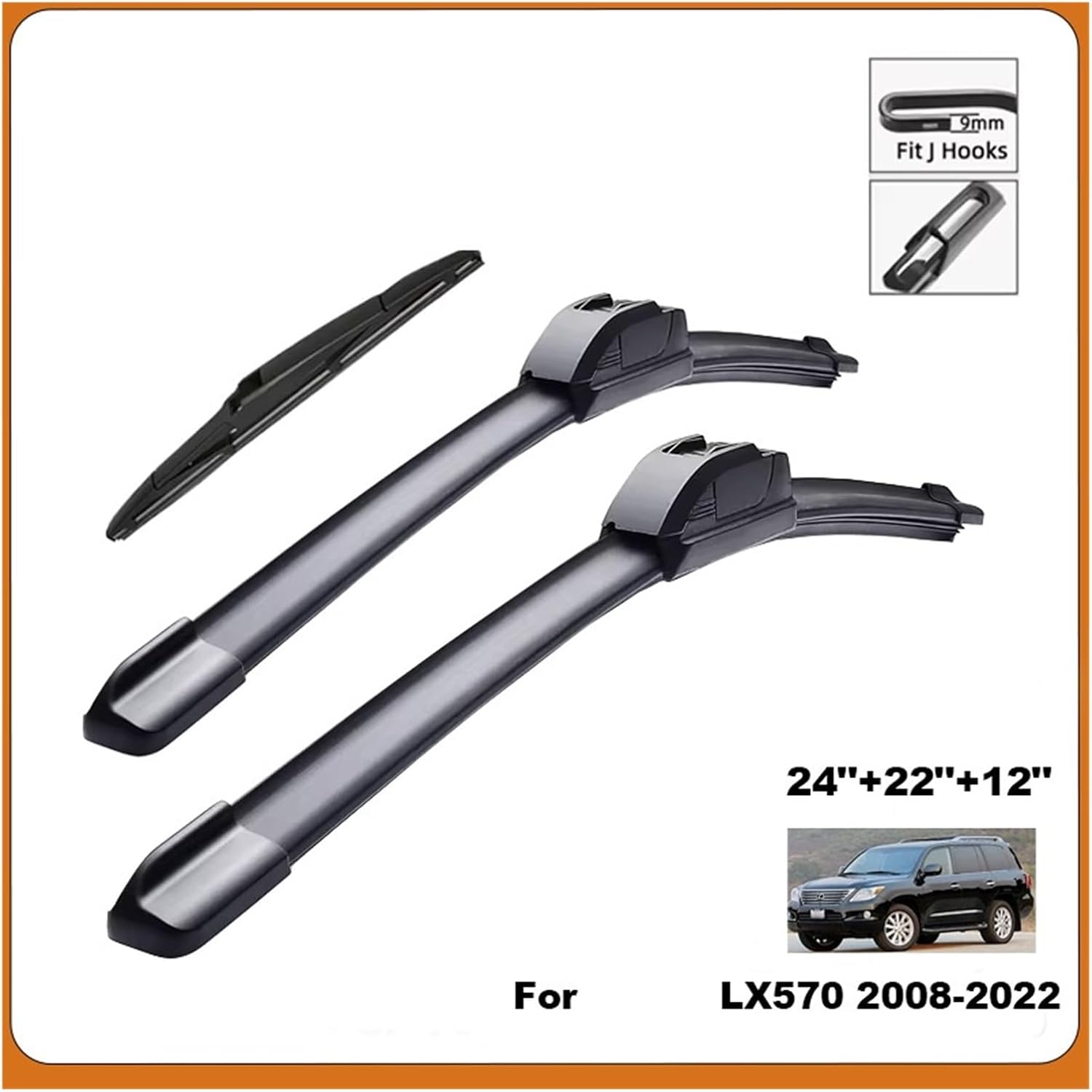 Fit For Lexus LX570 2008 2022 Front Rear Wiper Blades Brushes Cutter Windshield Windscree Wiper Car Accessories 24" 22" 12"