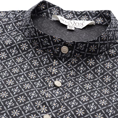 Sojanya Plus (Since1958) Men's Cotton Linen Blue Foil printed Kurta and White Pyjama Set4