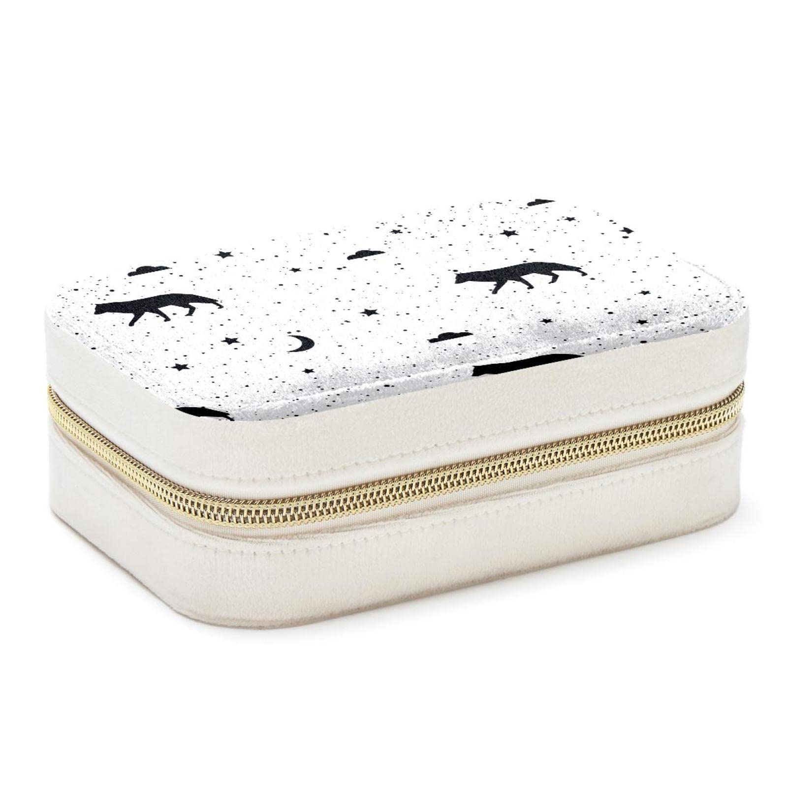 Boîtes de rangement pour femmes au motif loup : organiseur de bijoux compact et rigide