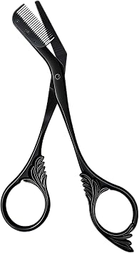 Staniless Steel Eyebrow Scissors with Comb,Eyebrow Trimmer Scissor,Eyebrow Scissors for Men Women Black