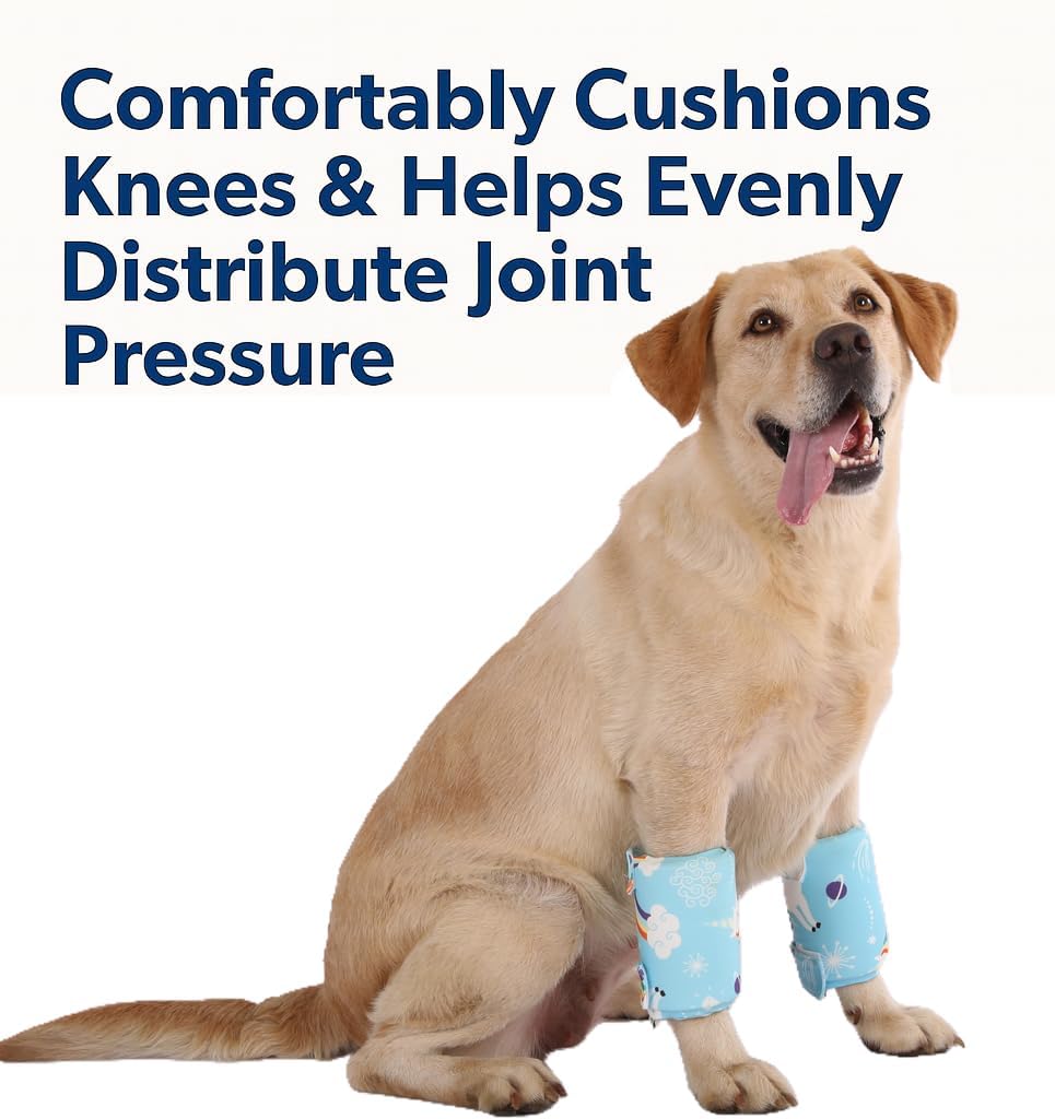 LovinPet Dog Leg Sleeves for Medium & Large Dogs, Set of 2 Anti-Lick Leg Wraps for Front & Hind Legs, Adjustable Soft Elbow & Leg Covers for Hotspots, Wounds, Calluses, Non-Brace, Unicorn Print, Blue - Image 3