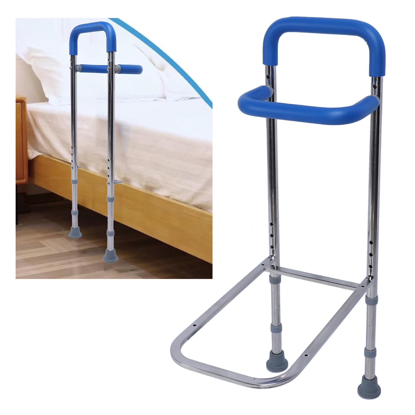 Zunate Barandilla para Cama, Acero Inoxidable 304, Barandillas de Goma para Cama, Seguridad para Adultos Mayores, Barandilla Auxiliar para Cama de Altura Ajustable, Barandillas