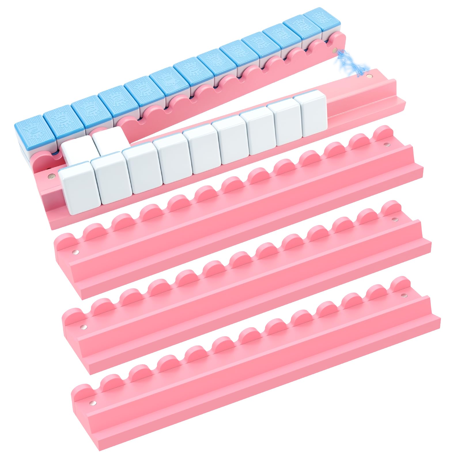 BUTORY 4Pcs Wooden Mahjong Rack with Magnetic Push Rod 17 Inch