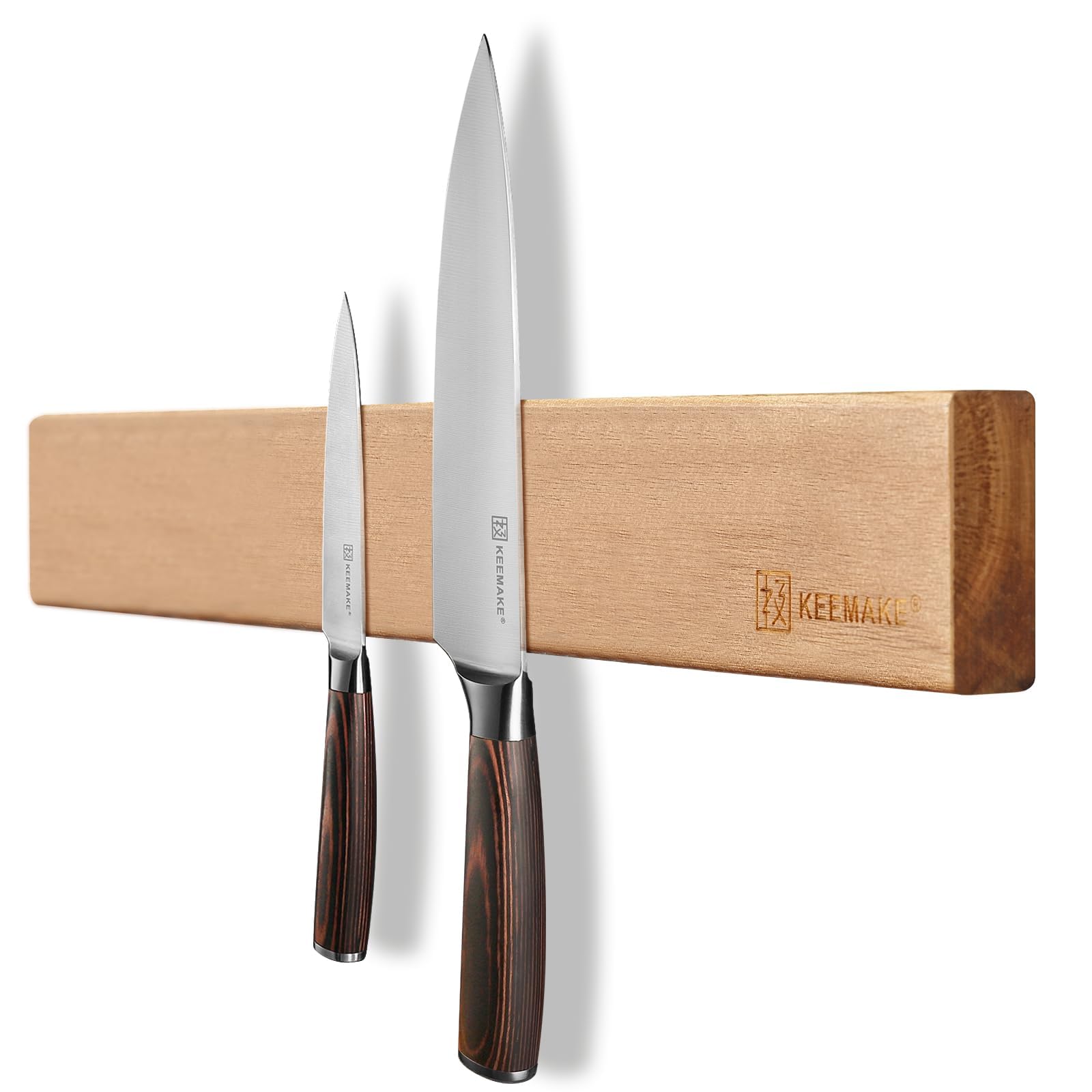 KEEMAKE Magnetic Knife Holder for Wall 16 inch Acacia Wood