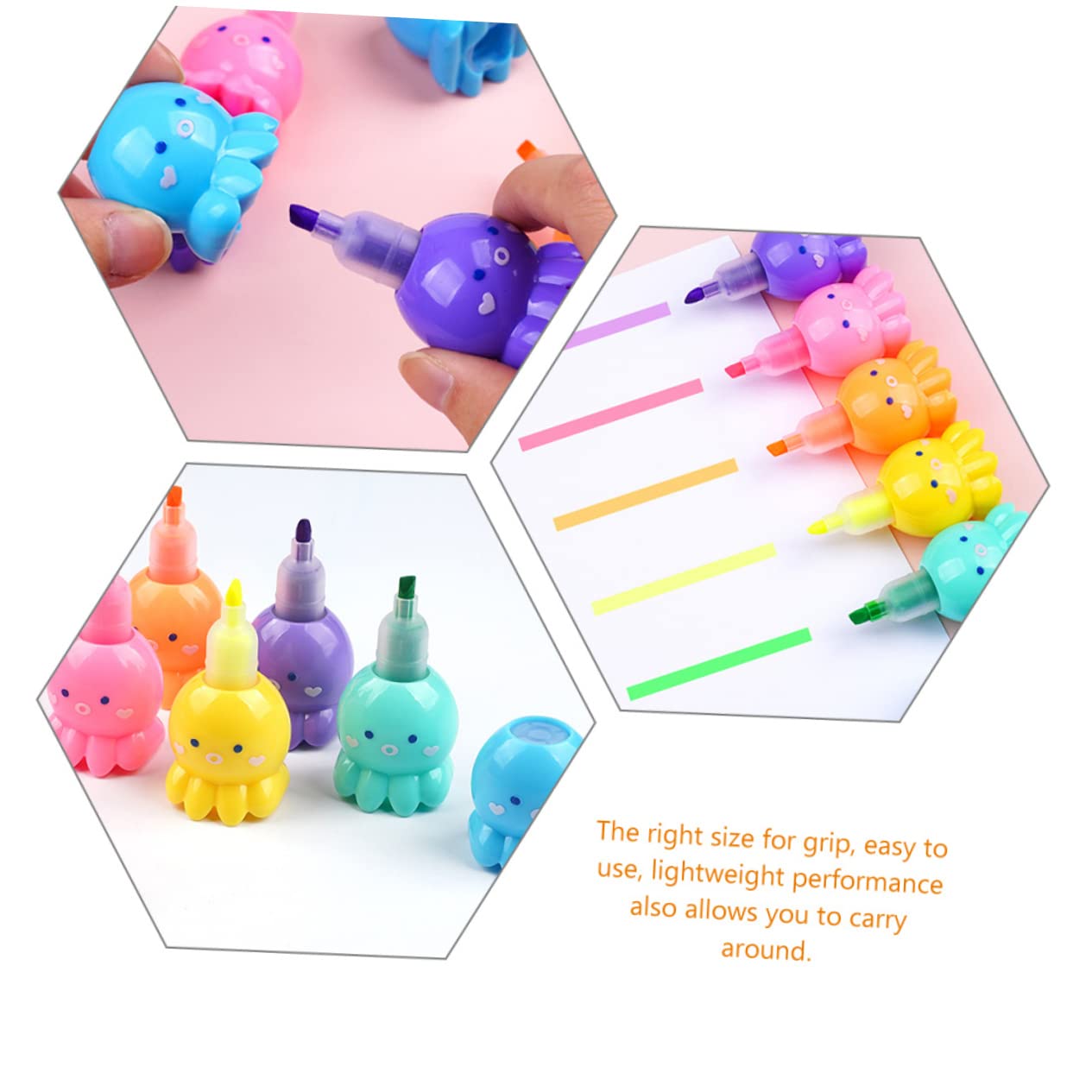 SHINEOFI Evidenziatori a Forma di Polpo 18 Pezzi, 6 Colori, Plastica Leggera, per Scuola e Cartoline Fai da Te, per Scrivere e Disegnare