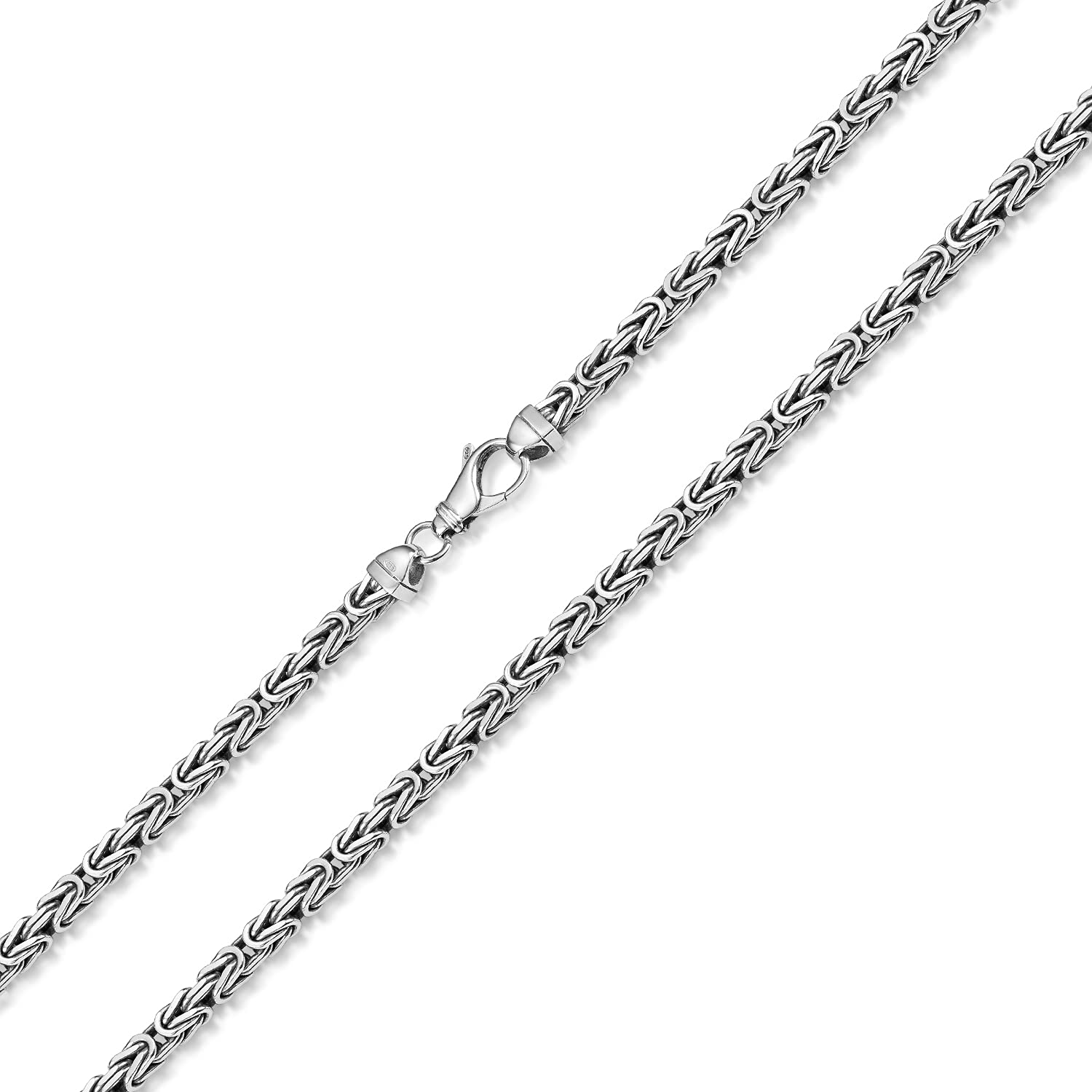 MATERIA 925 Silber Königskette Herren Halskette 5mm 4-fach diamantiert und rhodiniert in 45 50 55 60 70 80cm #K35