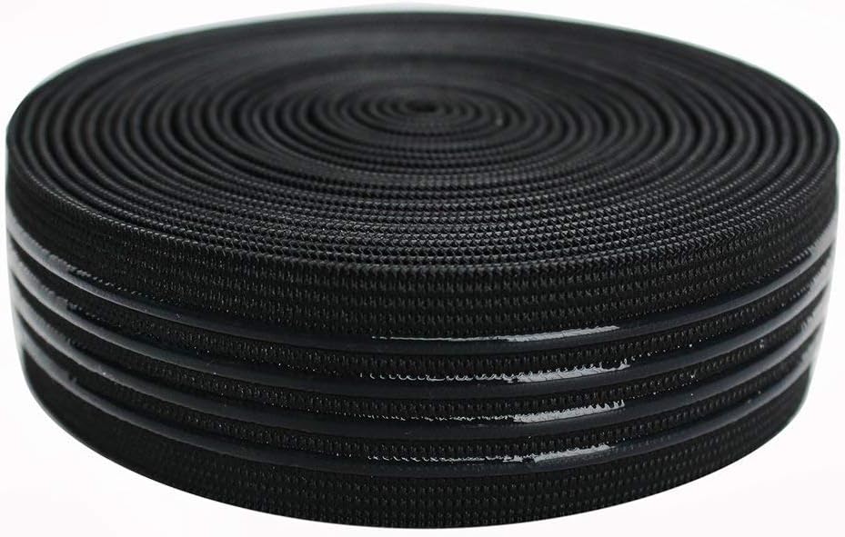 Silicone Gripper Elastic for Clothing, 30mm Wide 5 Yards, Black Elastic Band Non-Slip Sewing Elasticity Band for Wig Sewing (30mm(FBA))