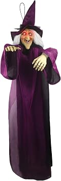 Molezu Halloween Outdoor Decorations Animated Talking Witch, Red Eyes, 75" Life Size, Hanging Haunted House Creep Prop