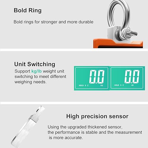 Miniatura 5 de Báscula digital de grúa de 2200 libras2,204.6 lbs, báscula colgante digital industrial resistente para granja, ciervos, ganado, fábrica,