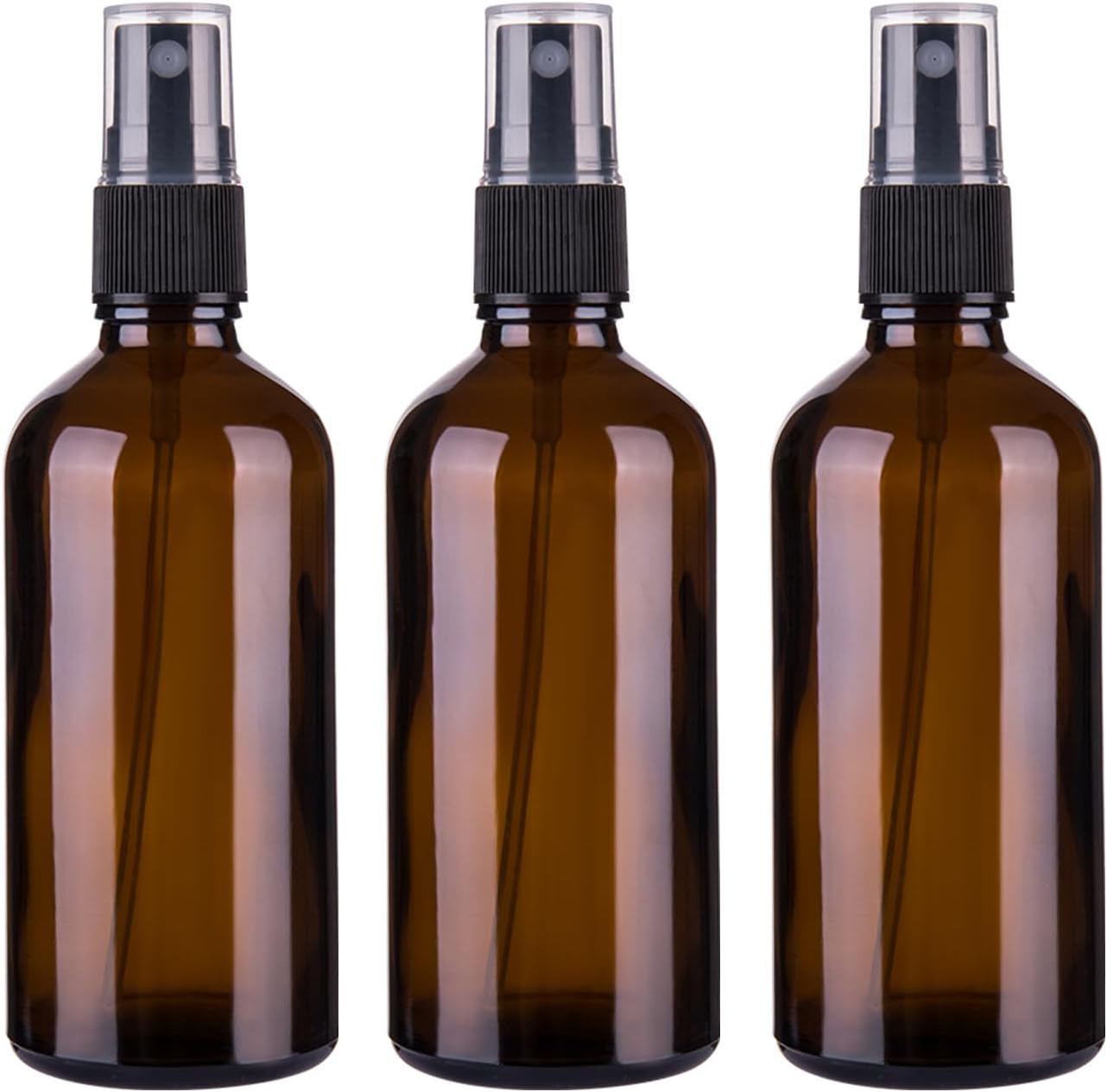 Hydior Empty Amber Glass Spray Bottles 4 oz for Essential Oils, Small Mist Spray Bottles 3 Pack