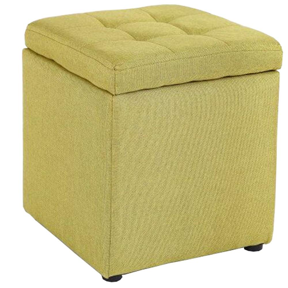 Pouf repose-pieds rembourré en lin vert de 30x30x35cm supportant 260 LB pour entrée