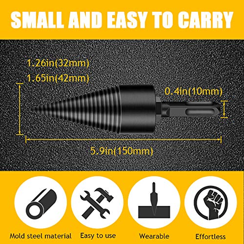 image for VARWANEO Firewood Log Splitter Drill Bit Set, 3pcs Removable Heavy Dut