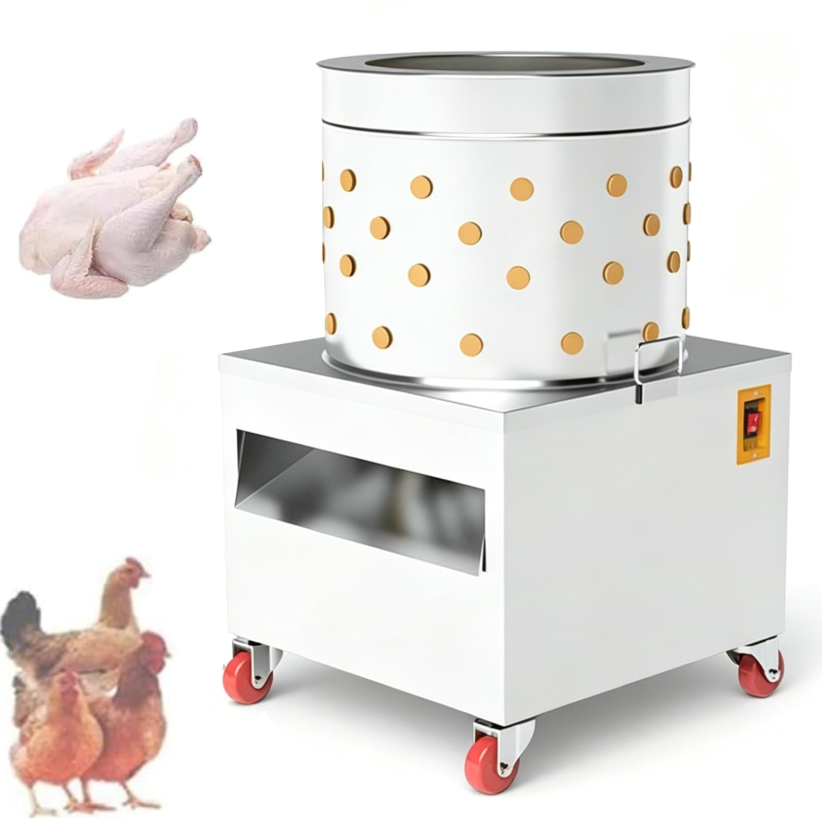 ZHZWwansuGE Electric Poultry Plucker, Fully Automatic Poultry Plucking Machine, Upgraded Plucking Fingers (Gentle on Skin/Flesh), for Quail, Pigeons, Chickens, Ducks, Geese, Turkeys 50Type
