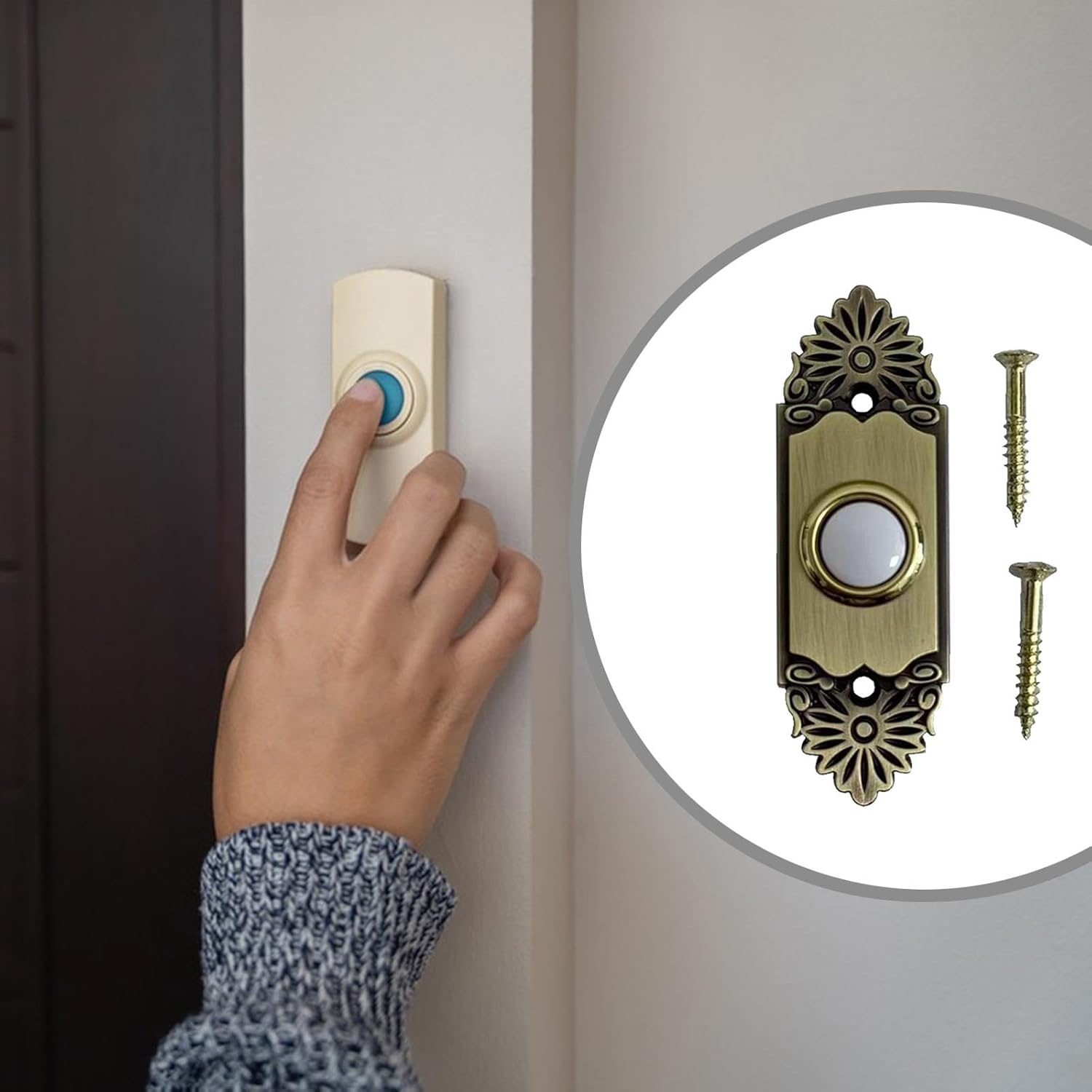 BNF® Lighted Doorbell Pushon Garage Door Opener Switch for Home Office Hotel-Home & Kitchen-Home Improvement-Electrical-Door Chimes & Bells-Push Buttons