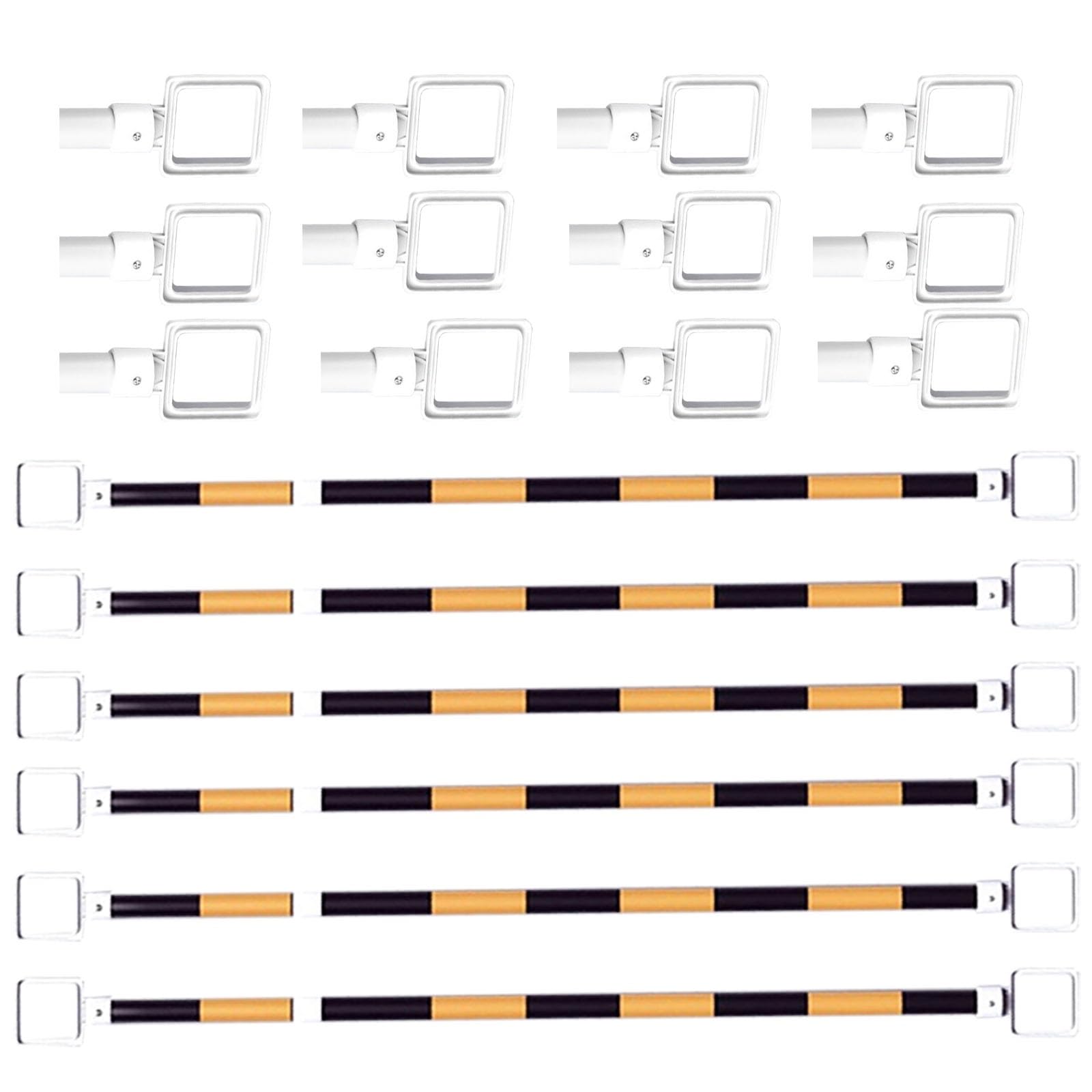 IUokLU 6pcs Retractable Traffic Cone Bars - Flexible Portable Barricade Rods with Reflective Stickers for Roadwork（Yellow-Black-SquareRing）