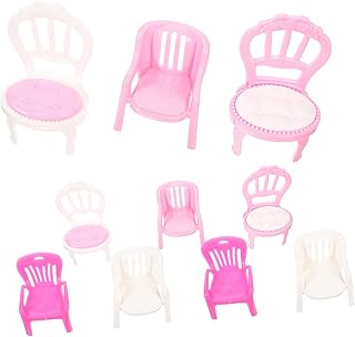 COHEALI 10 Pçs Mini Casas De Plástico Em Miniatura Cadeira Infantil Móveis De Casa Em Miniatura Cadeiras De Plástico Móveis Decorativos Em Miniatura Linda Mini Cadeira Móveis De Boneca