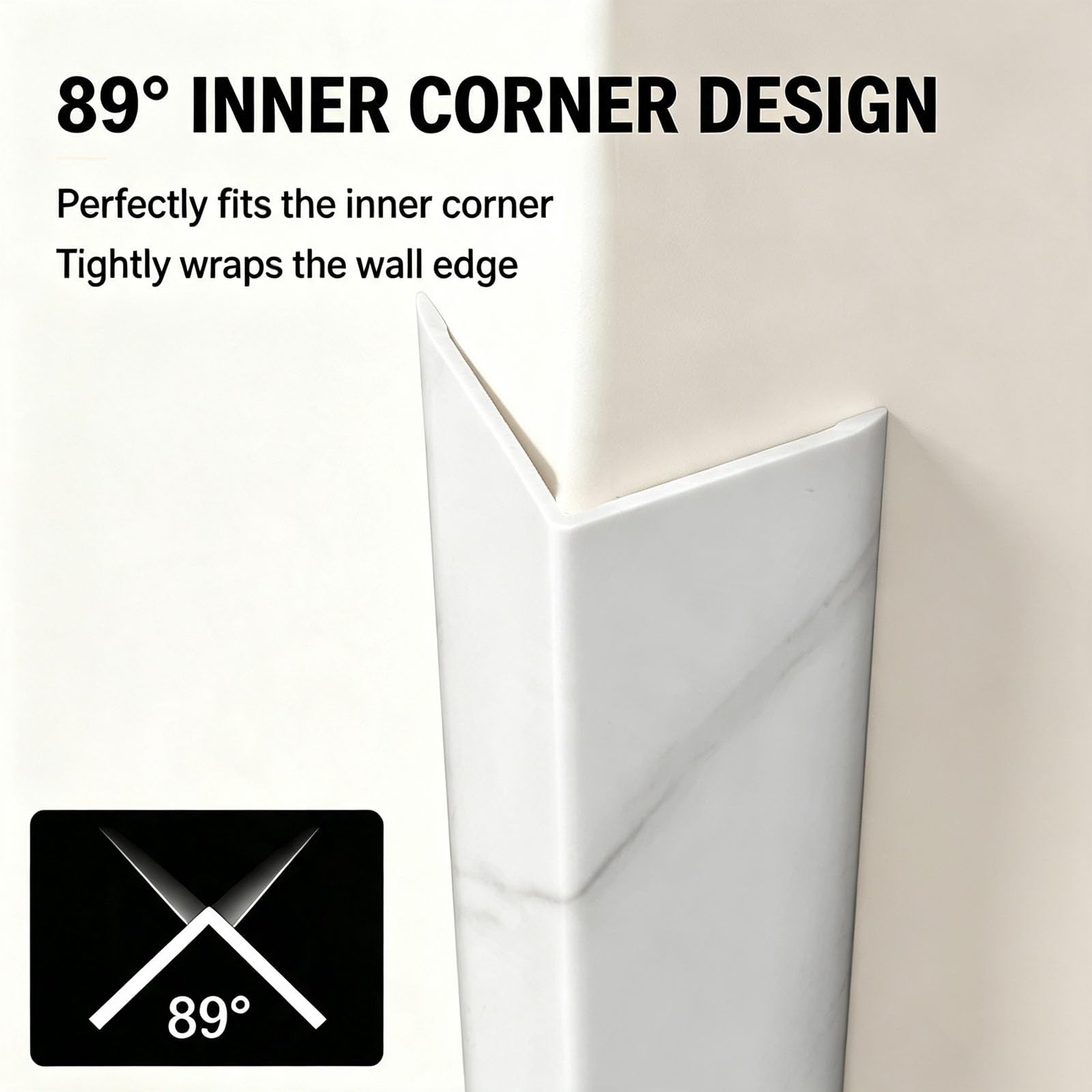 Paraspigoli Muro, in PVC, Autoadesivi, Modanatura Adesiva per Pareti | Para Spigoli per Mobili, Angolo Interno a 89°, Effetto Marmo, per Protezione e Decorazione(Brown,3x120cm/0.12x47in)