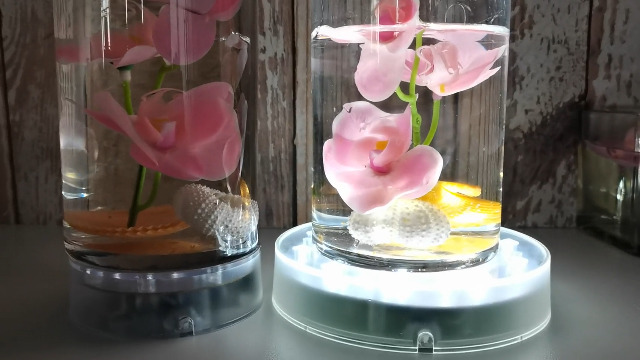 Image of Led Light Base 6 Inch Round LED Pedestal Display Stand for Home Decoration | Round light base, USB charging & battery dual power supply, fits crystal glass art, vase, mini Eiffel Tower ornament