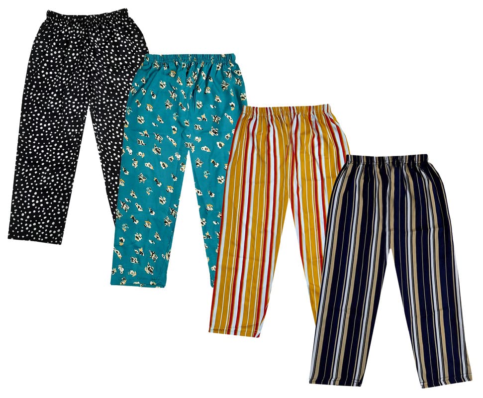 Image of indi weaves Girls Crepe Printed Regular Fit Capri 3 /4th Pants (Pack of 4)