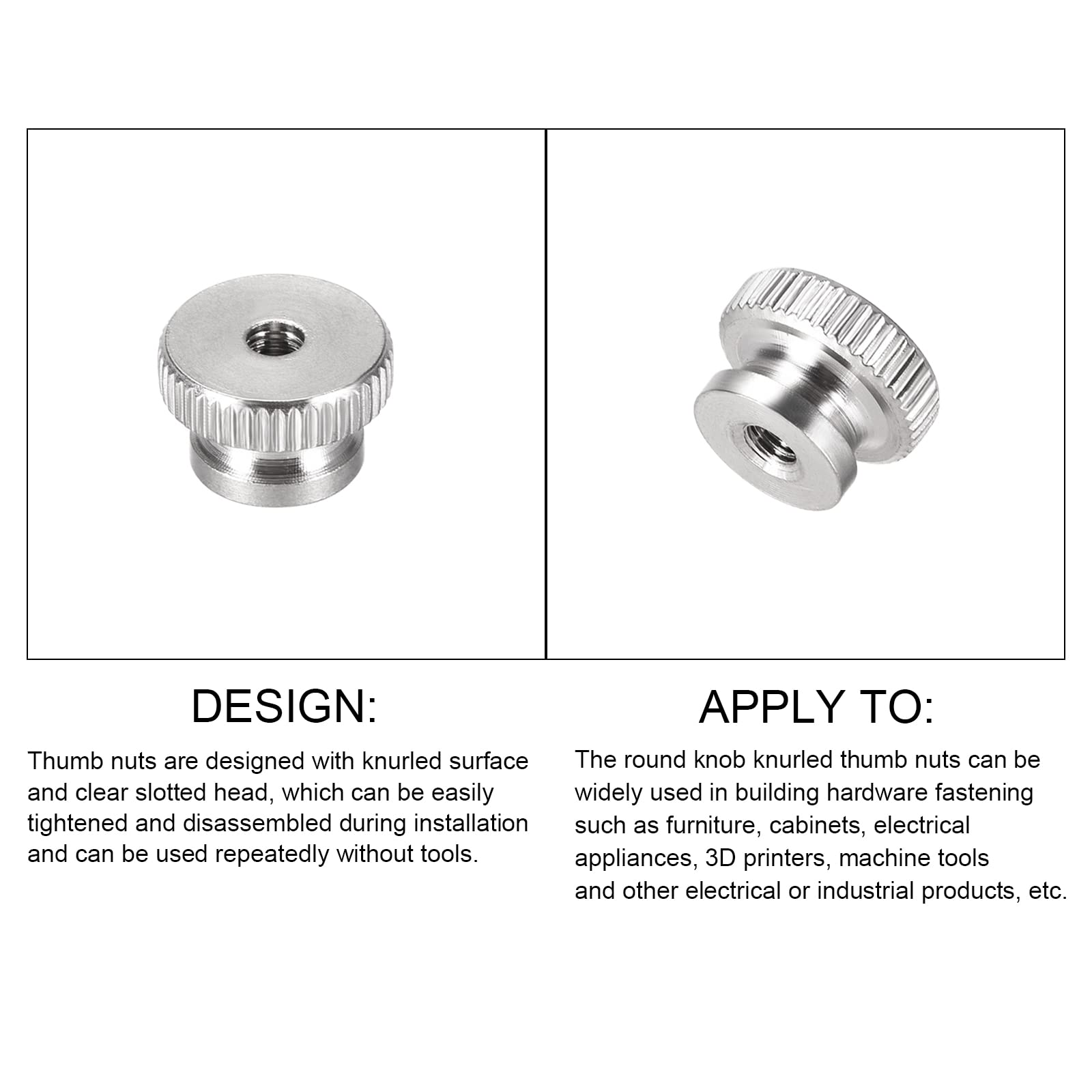 METALLIXITY Knurled Thumb Nuts (M3x11x7mm) 4pcs, 304 Stainless Steel Round Rod Hand - for House Construction Hardware Fasteners - Image 4