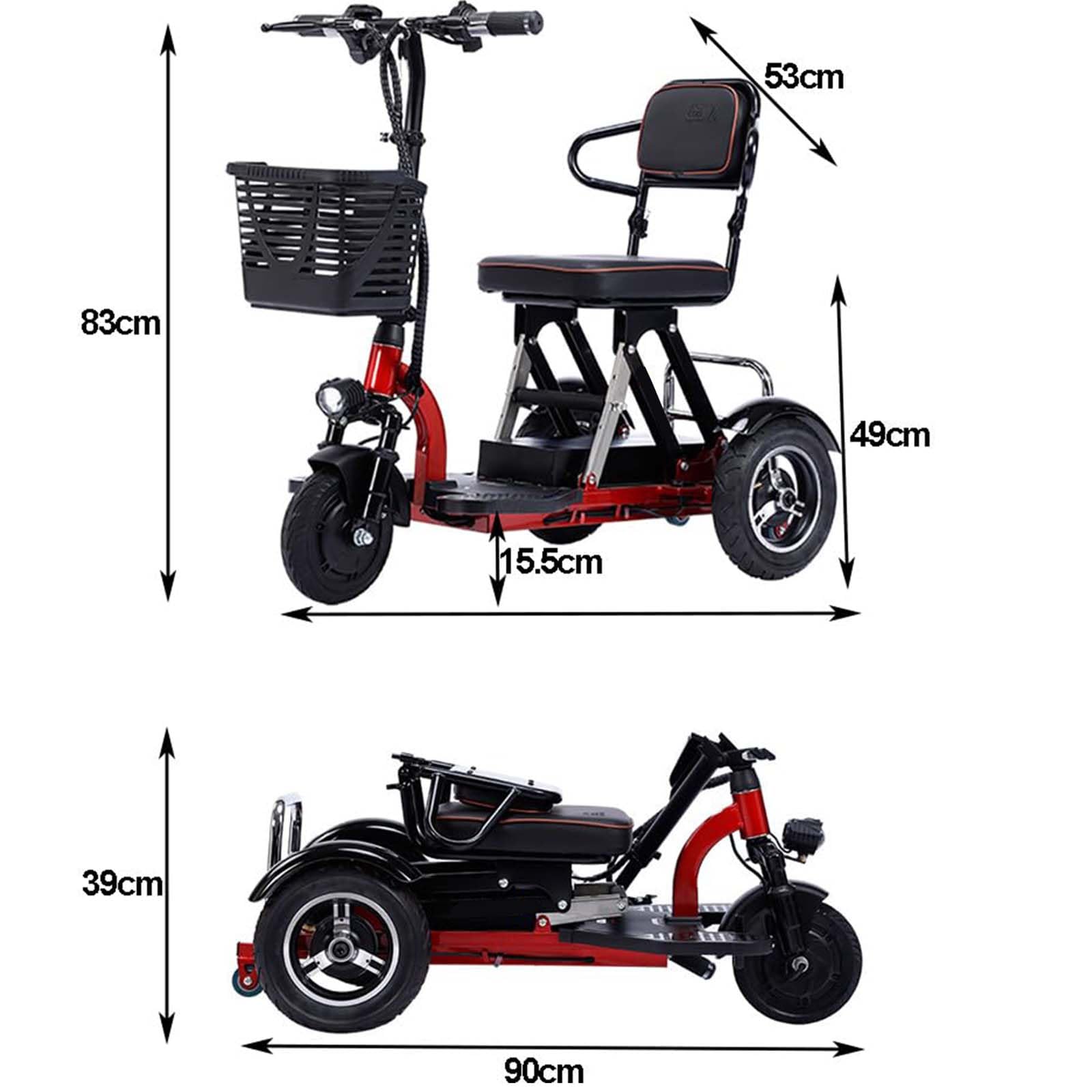 Scooter de mobilité Pliable et léger pour Adultes, Chargeur et Panier Inclus, destiné aux Personnes âgées et à mobilité réduite,001,20AH