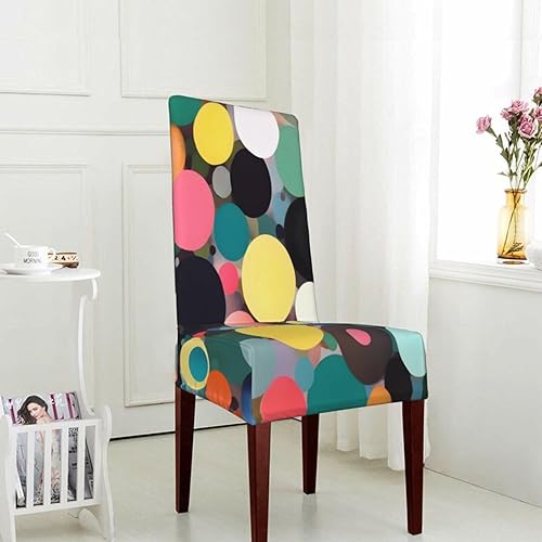 Miniatura 4 de KadUe Pintura abstracta de círculos estiramiento fundas para silla de comedor, universal, extraíble, lavable, antipolvo, protector para silla de