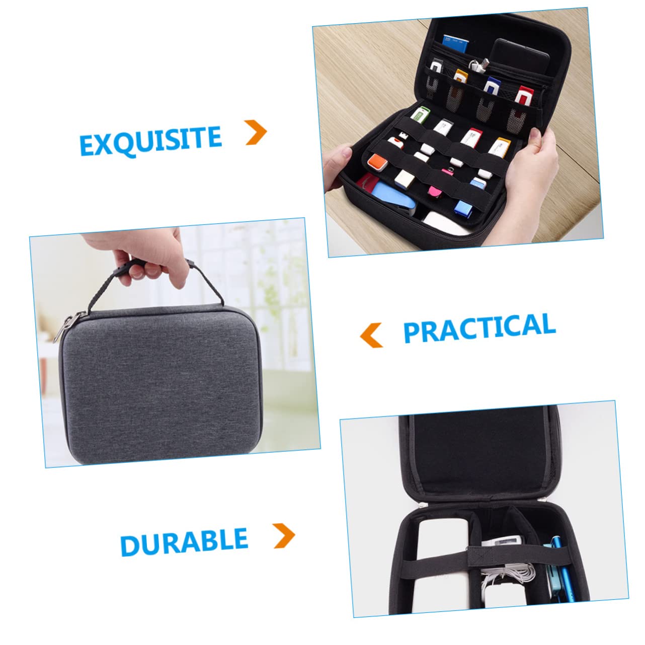 SECFOU Organizzatore Per Cavi Usb Elettronico Da Viaggio Realizzato in Eva Tessuto Oxford Durevole E Leggero Cerniera Design A Strappo