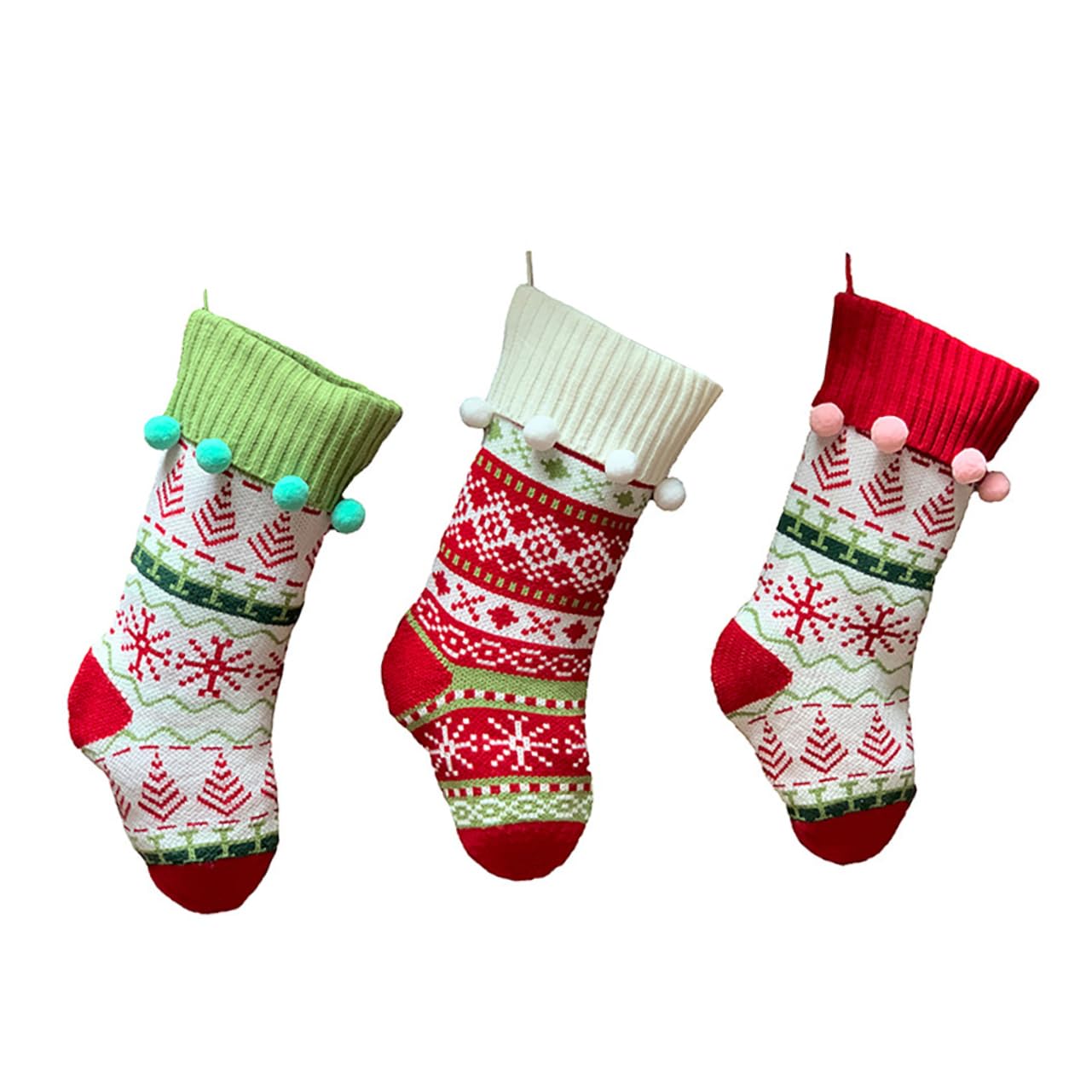 3piezas Calcetines De Punto Navideños De Regalos Decorativas para Árboles De Navidad y