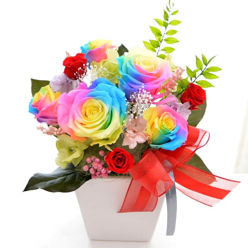 Amazon｜100% プリザーブドフラワー ギフト アレンジ [レインボー