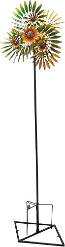 Red Carpet Studios, Estaca giratoria, flores de 75 pulgadas, hojas amarillas y verdes