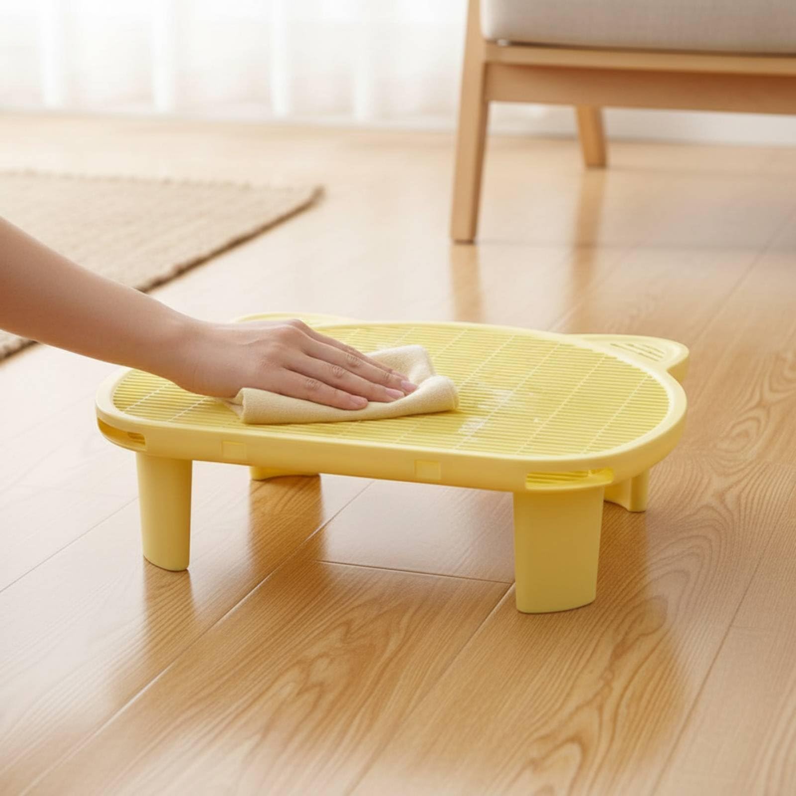 Tappetino per Lettiera per Gatti Pannello Controllo Granuli Pedana Gradino Cattura Sabbia Doppio Strato in Polipropilene con Struttura a Nido E, Bianco, 9CM