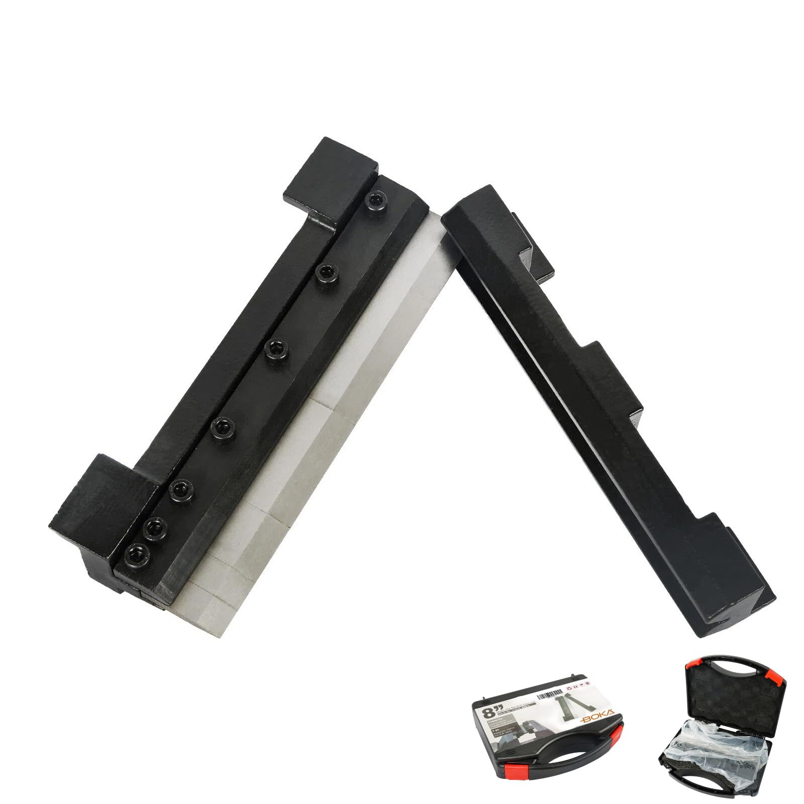 Gemto Boka Bending Jaws 200 Mm With Magnetic Holder For Vice, Folded Jaw Bending Device, Full Steel Construction, Hand Bender, Metal Brake Bender, Stainless Steel, 1.5 Mm, Mild Steel, 2.0 Mm, Aluminium, 3.0