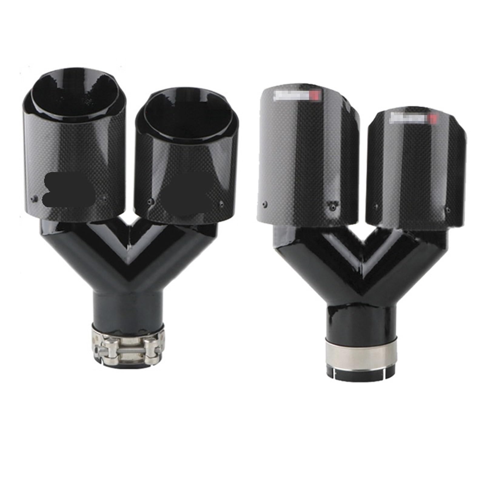 Tubo silenciador coche, tubo escape doble fibra carbono brillante para automóvil, sonido Universal negro sistema escape Tubo de Escape(1pc LEFT)