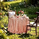 ShiDianYi TRLYC 72-Inch Christmas Rose Gold Round Sequin Tablecloth for Wedding Party Banquet