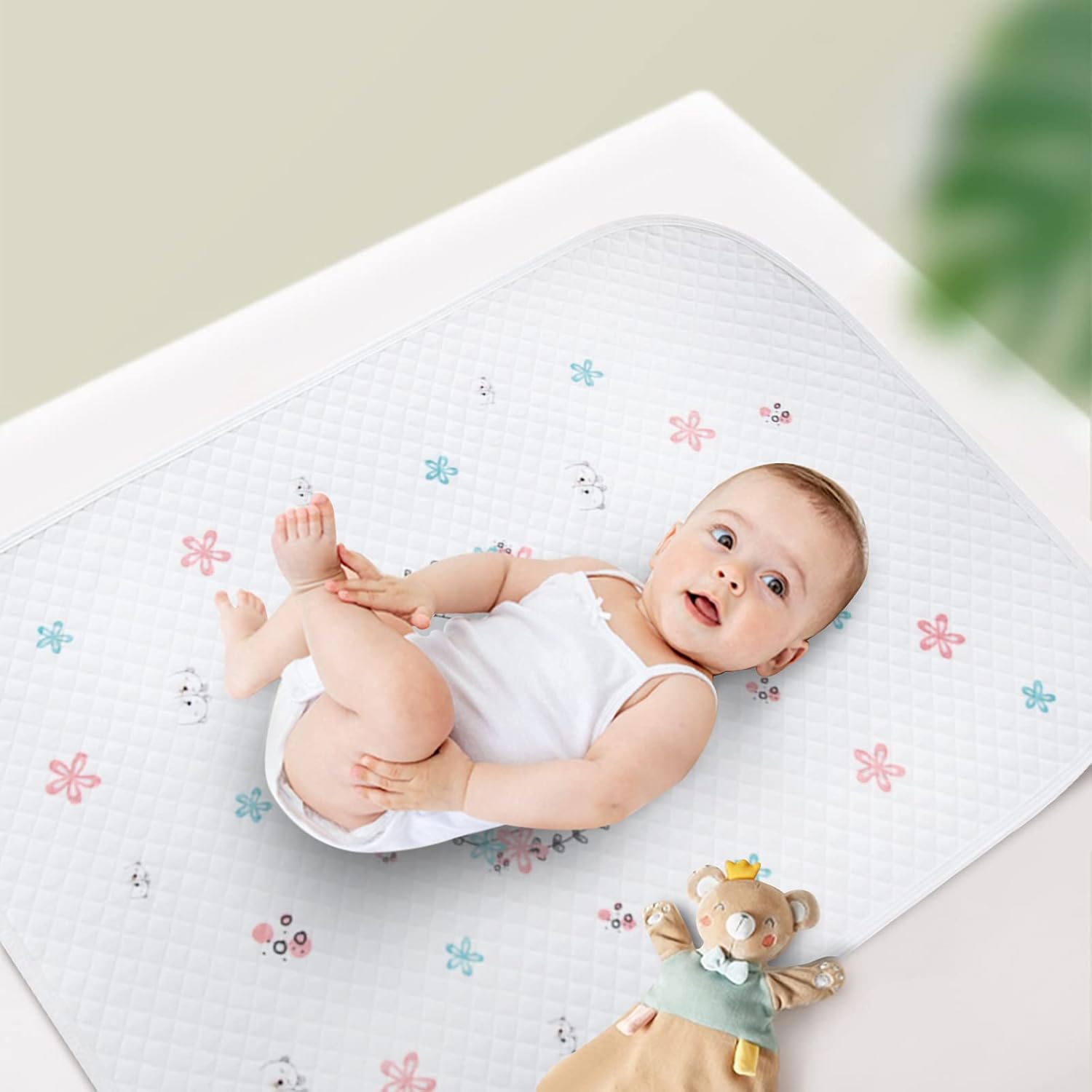 Catteyonce 2 Packs Waterproof Baby Diaper Changing Pad, Large Portable Reusable Waterproof Baby Diaper Pad, Perfect for Toddlers Infants and Newborns Boys Girls, 19.7 x 27.6 Inches (Bear) : Baby