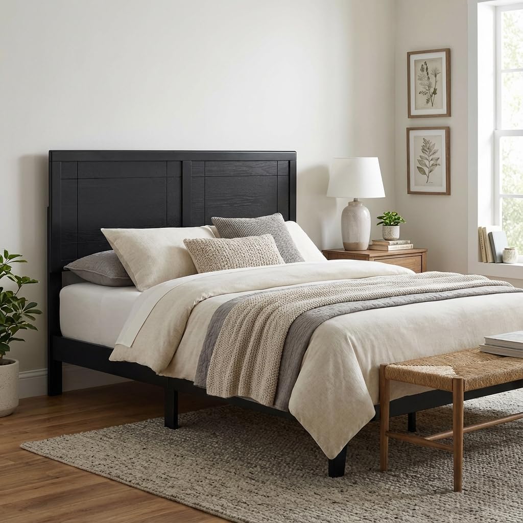 Wood Full Headboard Classic Solid Wood Construction, Durable Finish, Stylish Bedroom Accent, Easy Installation, Single Piece Design