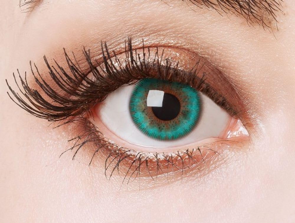 Lot de 3 - Lentilles de Contact Aquamarine Vert Marron 12 Mois - sans Correction - Accessoire de déguisement