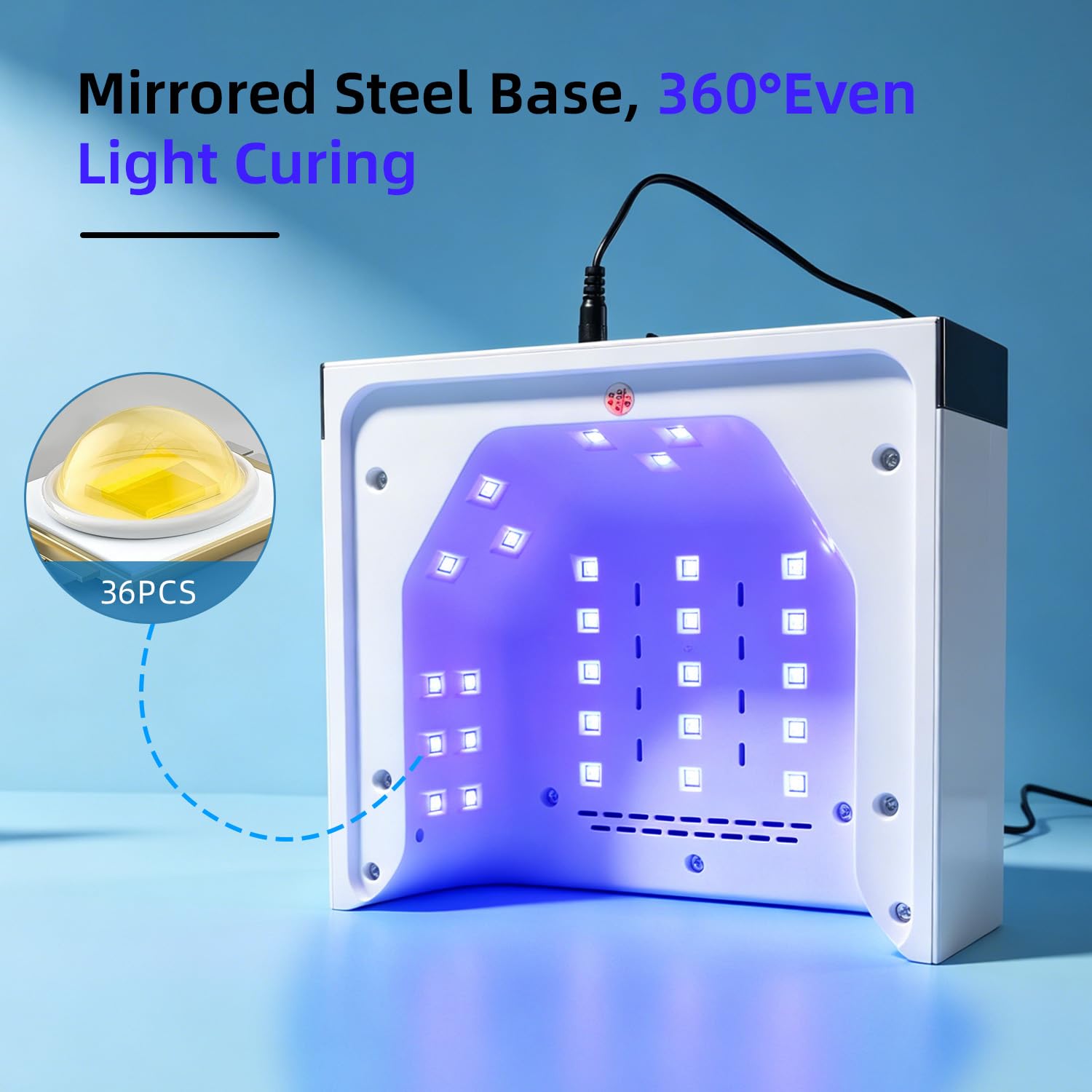 JODSONE Professional Nail Curing Lamp High Power U V LED Gel Nail Lamp with Arm Rest Magnetic Detachable Tray 4 Timer Modes LCD Display Infrared Sensor