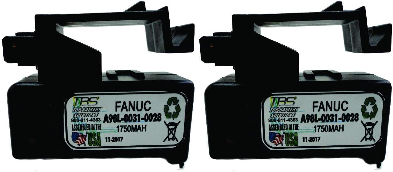 2PC Fanuc A98L-0031-0028, A02B-0323-K102 Single Cell 3V in Cartridge Battery Replacement