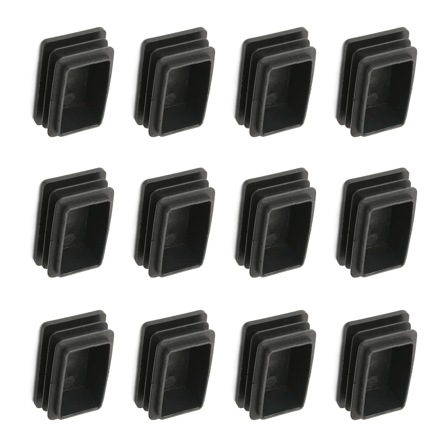 MroMax 40mm x 25mm Rectangle PP Tubing End Cap Steel Furniture Pipe Tube Cover Insert Black 30 Pcs