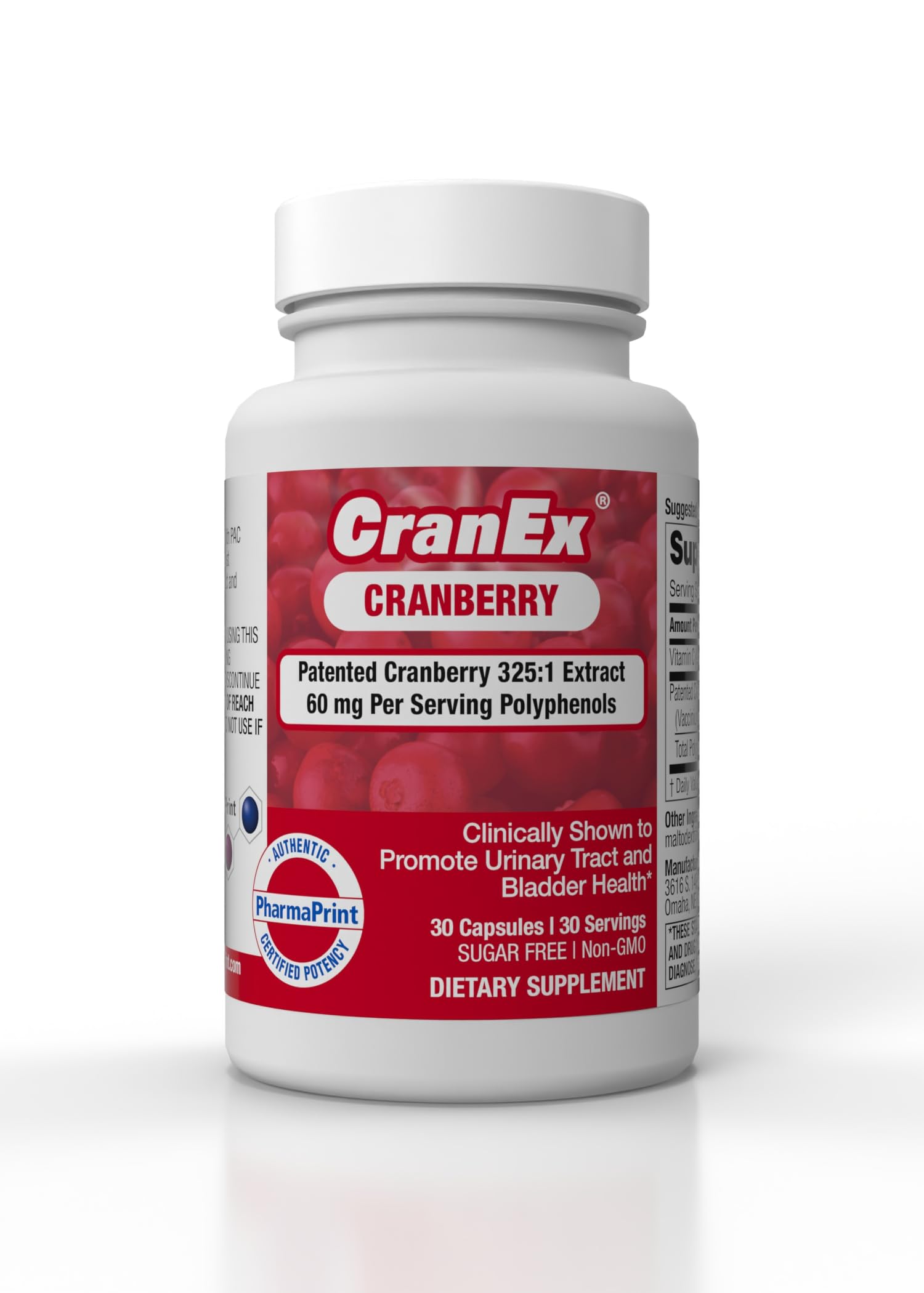 CranEx 325:1 Cranberry Extract Capsules, Sugar Free, 30 Count