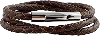 Cadena de piel – collares – Piel auténtica – Trenzado – Negro y Marrón – 3-8 mm – 17 – 100 cm – para mujeres y hombres