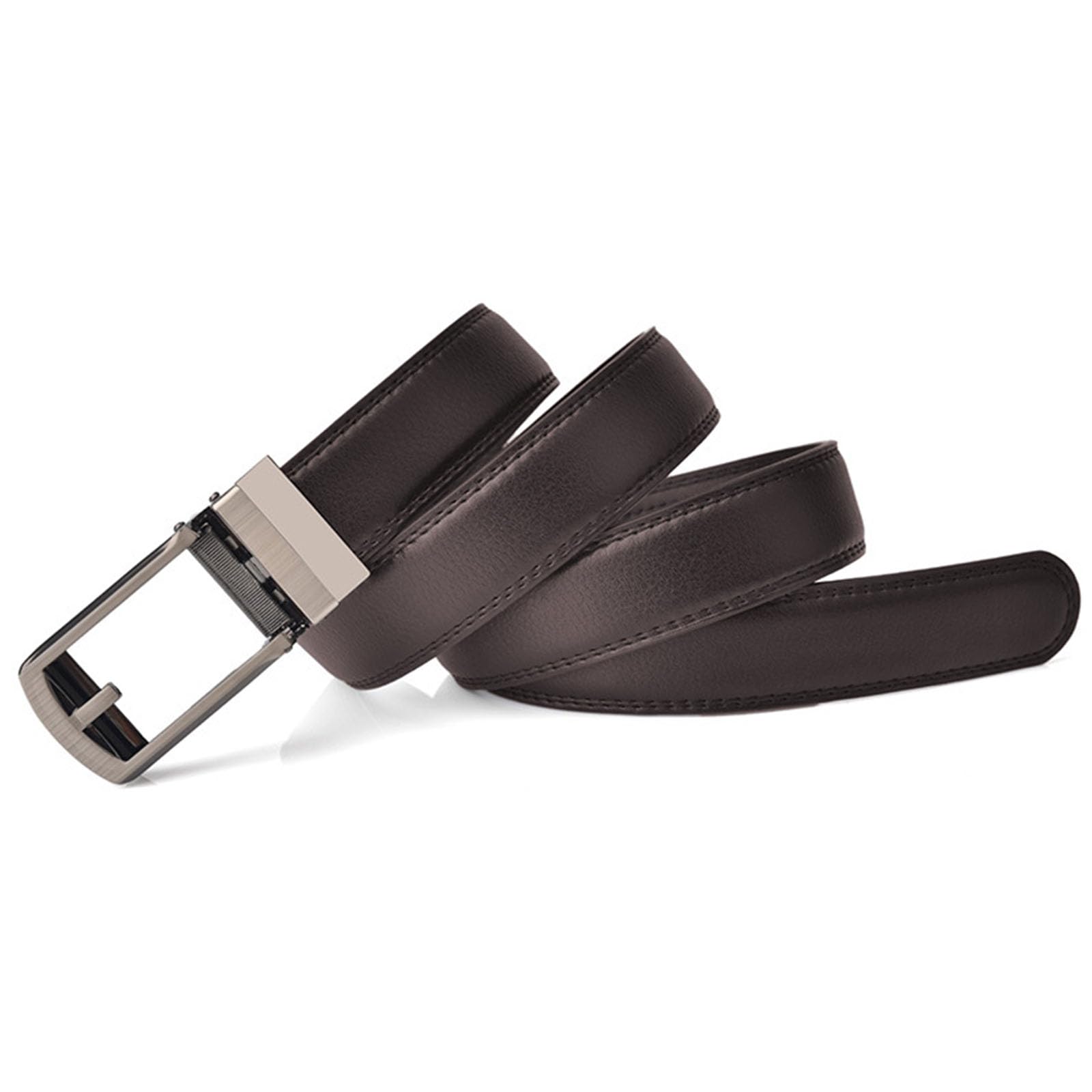 BDAYEK Men's Belt Men's Leather Belt Hollow Square Automatic Buckle Adjustable Brown(Brown,110Cm/43.3'')