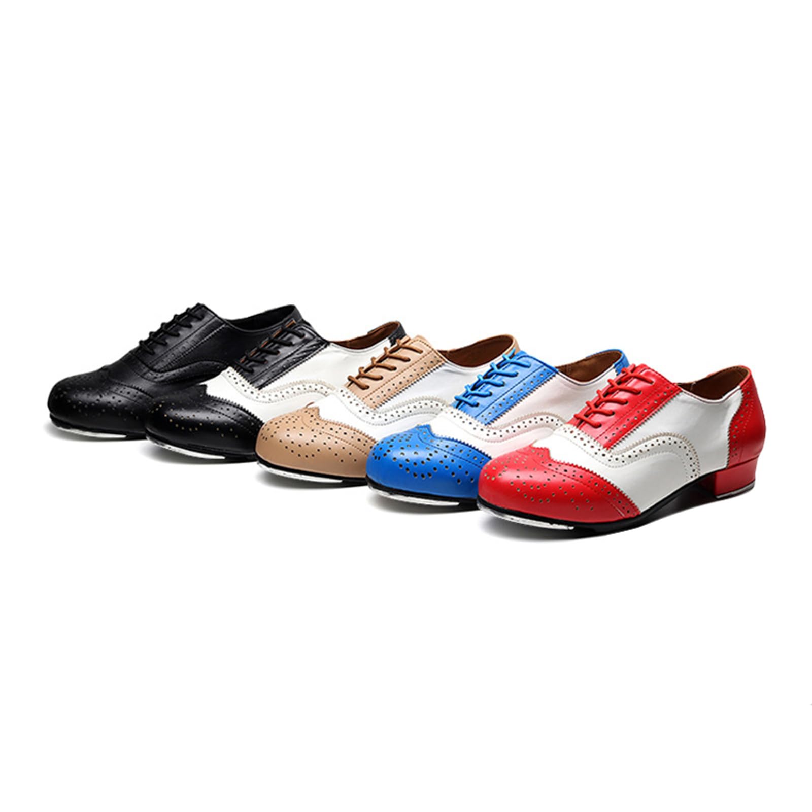 Scarpe da Tip Tap Uomo Ballo Sala Tacco Basso Stringate Brogue Traspiranti