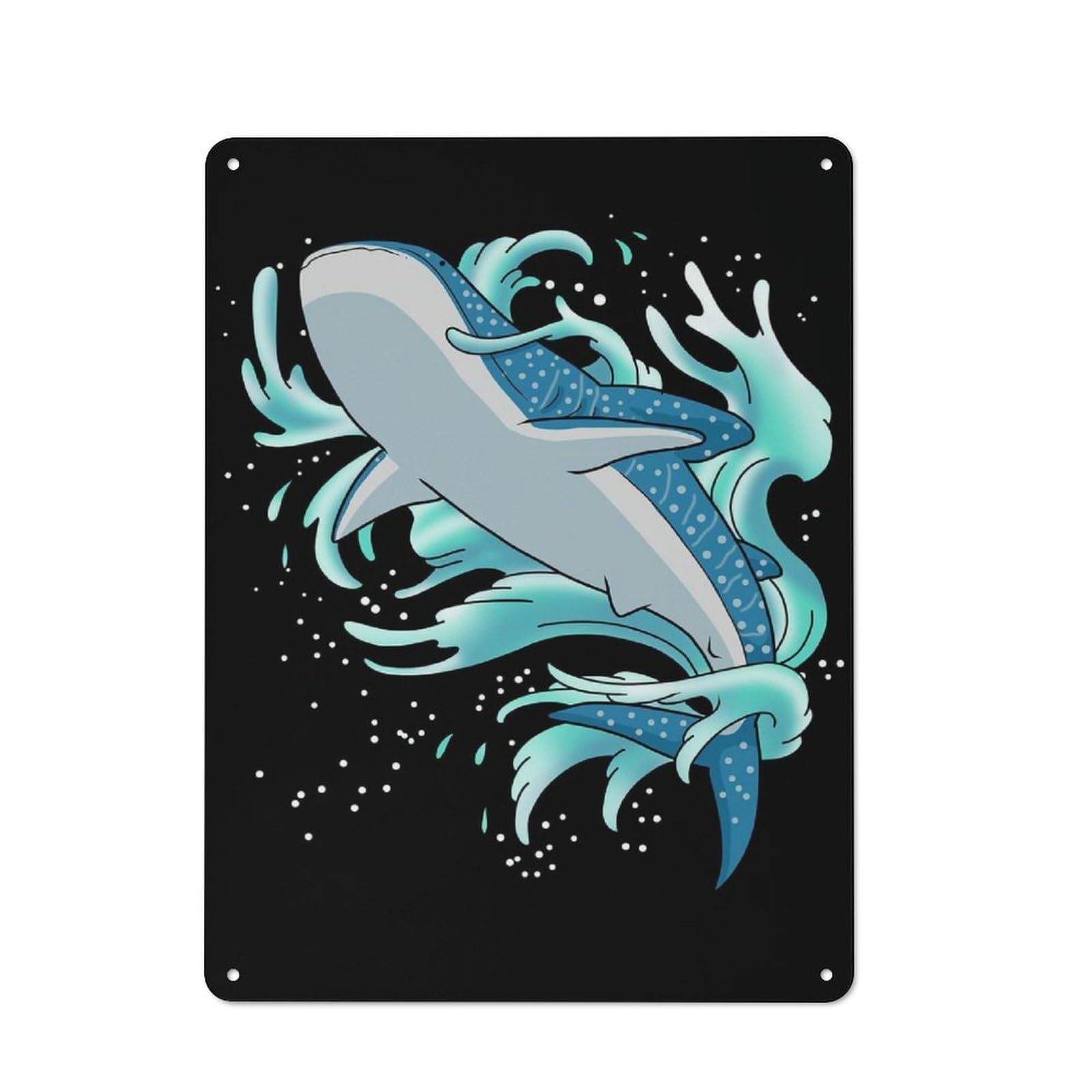 Junmoney Whale Shark Scuba Diving Tin Wall Plaque 40X30cm With For Bar Or Restaurant, Housewarming Wall Decor For People Furnishing Bar And Restaurant