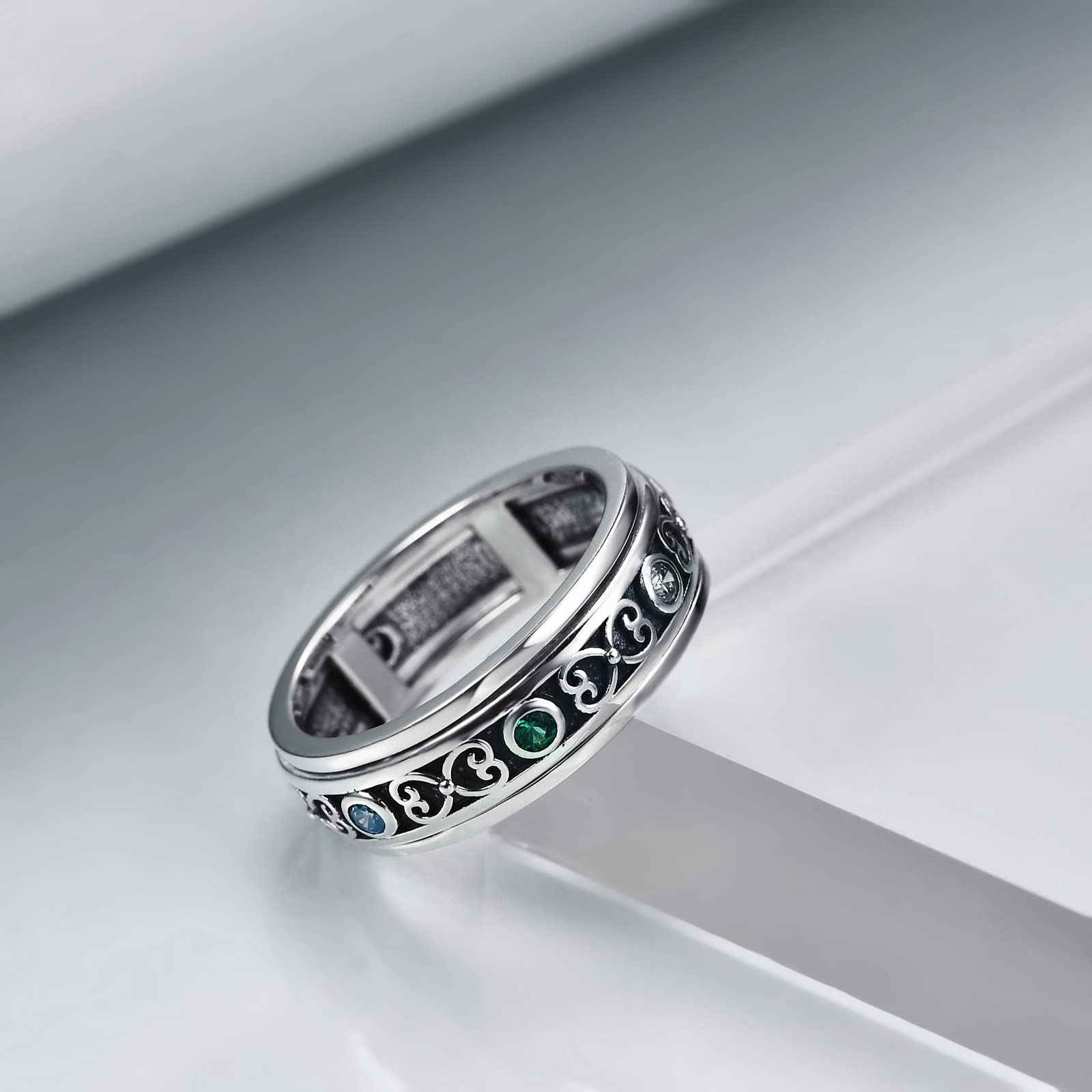 Fidget Ringe für Angst für Frauen Sterling Silber Chakra CZ Ringe