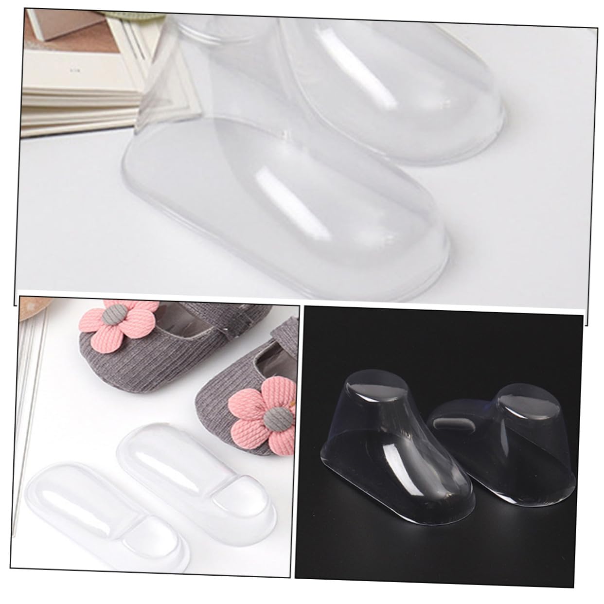 Beavorty Présentoirs à Chaussures pour Bébés 50 Pièces en PVC Robuste et Non Déformable, Supports Transparents pour Chaussettes et Chaussures Bébé, pour Rangement Familial