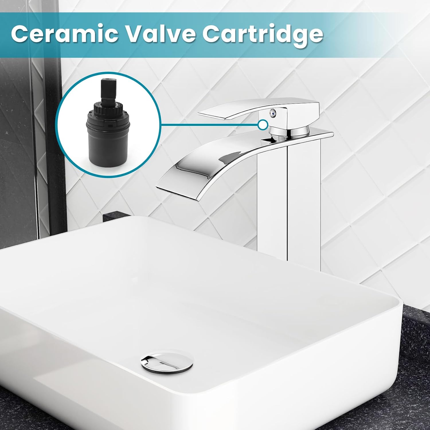 gotonovo Waterfall Tall Bathroom Faucet 1 Hole Single Handle Stainless Steel Vessel Sink Faucet with cUPC Hoses Modern Lavatory Mixer Tap, Polish Chrome