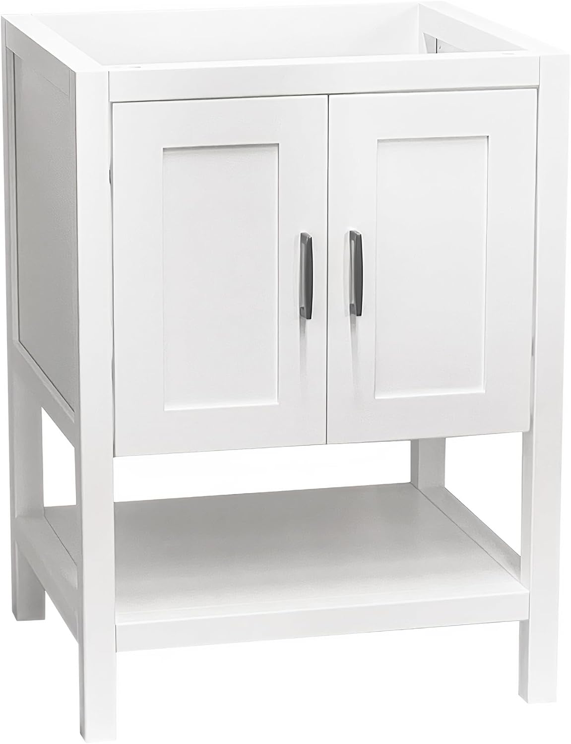 Freestanding Bathroom Vanity with Open Shelf, Solid Wood Premium Grade, Sink Base Cabinet with Top (30" White Base with 31" Top Combo)